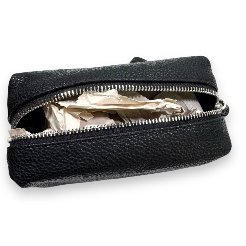 NWT Armani Exchange Toiletry Black Pebbled Leather Bag Wristlet Mens Unisex - Picture 7 of 13